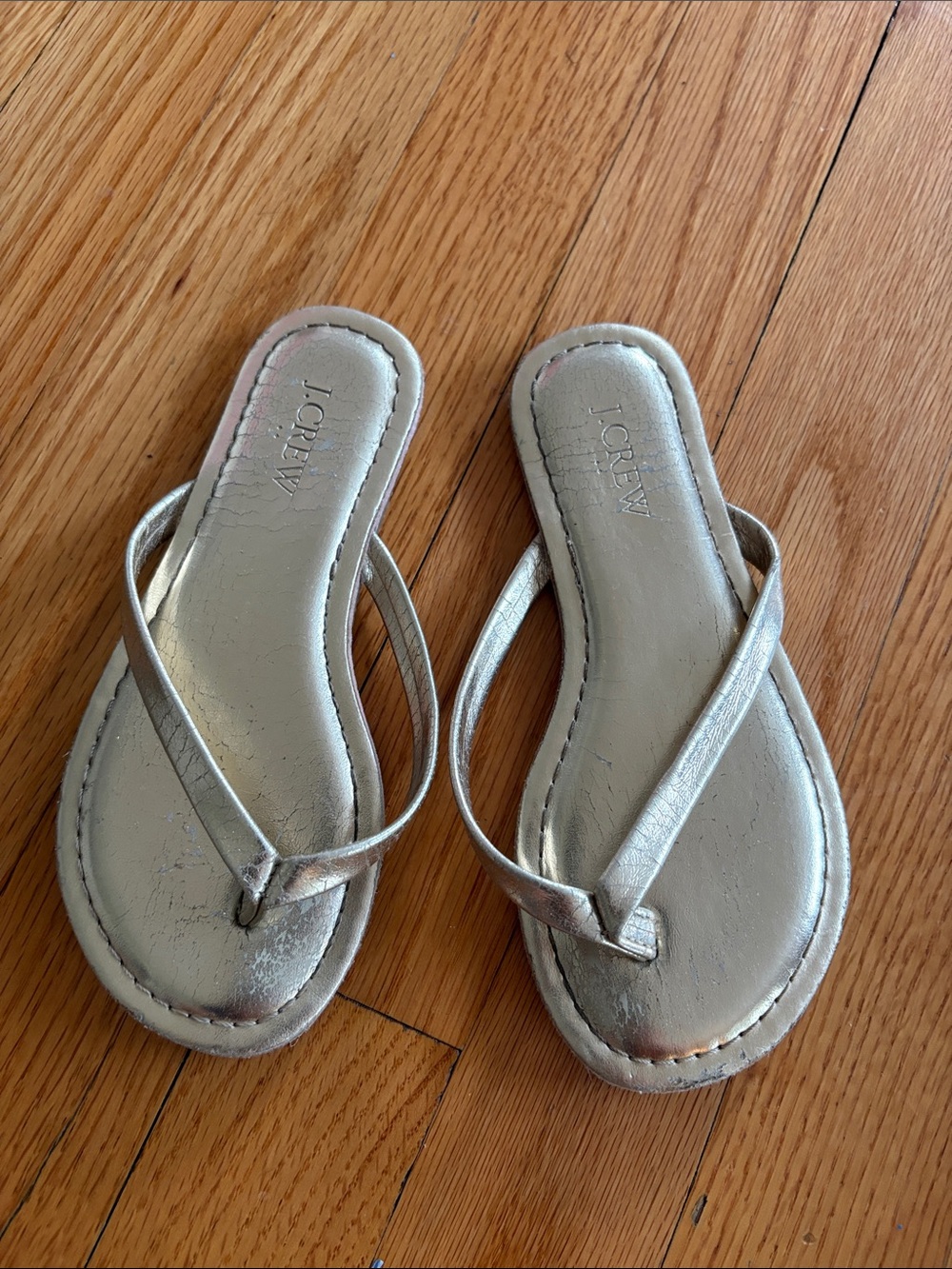 J. Crew Metallic Gold Thong Sandals